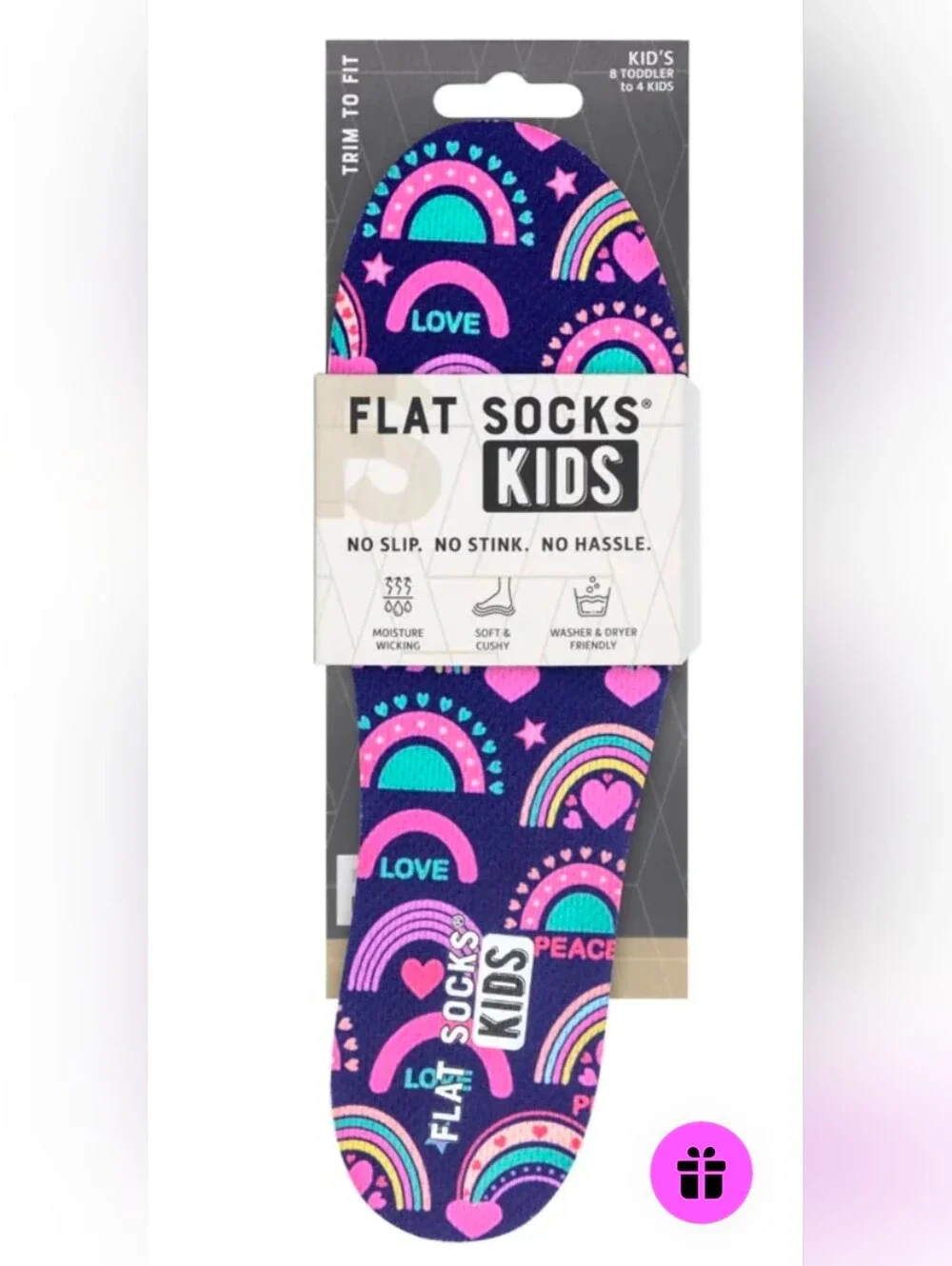 Flat Socks Kids Rainbow Navy & Pink